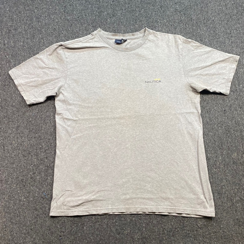 Nautica NS-83 TShirt Sz M Mens Gray Skater 90s Graphic Sailboat Made in USA